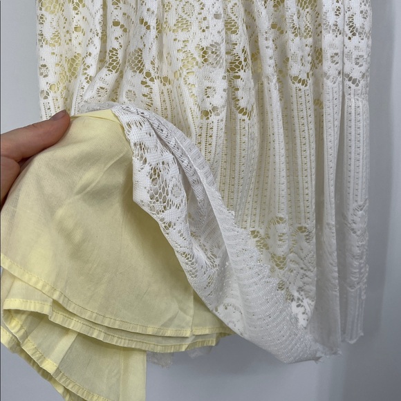 Free People Lace Rocco White and Yellow Mini Dress Size 4 - Picture 6 of 10